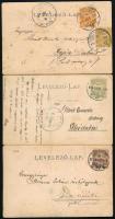 1901-1906 3 db katonai fotólap, megírva, vegyes állapotban, 14x9 cm
