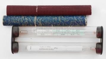 4 db régi higanyos hőmérő eredeti tokjában működő állapotban