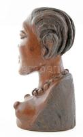 Női félakt. Afrikai faragott fa szobor. Keményfa, 26 cm