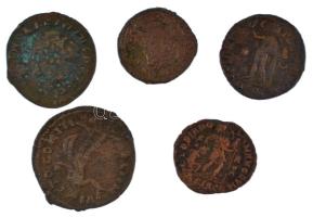 Római Birodalom 5db klf bronz érméből álló tétel T:VF,F Roman Empire 5pcs of diff bronze coin lot C:VF,F