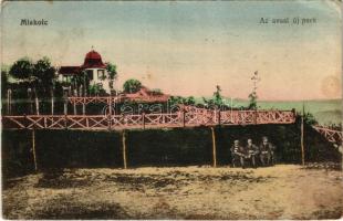 1918 Miskolc, Avasi új park + "14. sz. magyar kórházvonat" (fl)