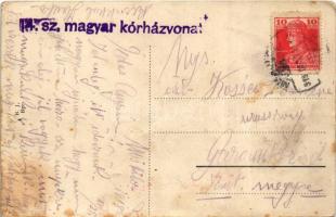 1918 Miskolc, Avasi új park + "14. sz. magyar kórházvonat" (fl)