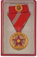 1957. "Kiváló Szolgálatért Érdemérem" aranyozott, zománcozott kitüntetés, mellszalagon, szalagsávon miniatűrrel, eredeti tokban T:AU Hungary 1957. "Distinguished Service Medal" gilt, enamelled decoration with ribbon, miniature ribbon and miniature, in original case C:AU NMK 614.