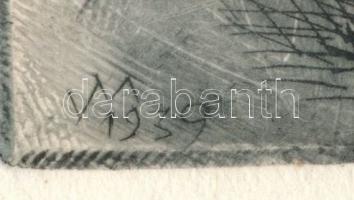 Varga Mátyás (1910-2002): Várakozó család, 1939. Rézkarc, papír, jelzett a karcon, 14×18 cm