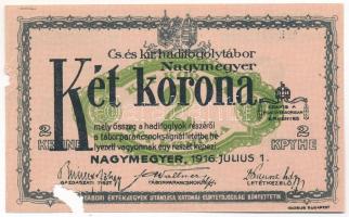 Nagymegyer / Hadifogolytábor 1916. július 1. 2K arab sorozat- és sorszámmal, "MS" betűjelz...