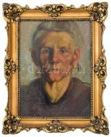 Hagyik István (1891-1958): Női portré. Olaj, karton, jelzés nélkül. Dekoratív, korabeli fakeretben, ...