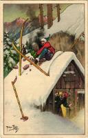 1928 Winter sport, ski humour. Verlag A. Ruegg Editeur s: Arthur Thiele (EK)