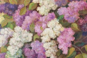 Rét Olga (?-): Csendélet. Olaj, farost. 100x80 cm. Dekoratív fakeretben. KIZÁRÓLAG SZEMÉLYES ÁTVÉTEL...