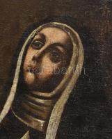 Jelzés nélkül, feltehetően XIX. sz.: Szent. Olaj, vászon, dublírozott, restaurált, kissé sérült. 54x...