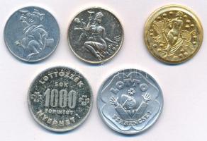 ~1980. 5db klf szerencsepénz T:AU-XF