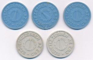 ~1980. "Szövetkezésben az erő / Velencei-tó környéke - ÁFÉSZ - 20, 50" műanyag zseton (5x)...