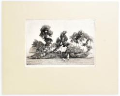Artner Ferenc (1904-1981): Táj. Rézkarc, papír, jelzett, számozott (22/100), paszpartuban, 19,5×29,5...