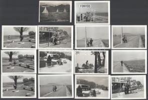 cca 1960 Balatoni nyaralás során készített felvételek, 13+1 db vintage fotó, ezüst zselatinos fotópapíron, 6,5x9,5 cm