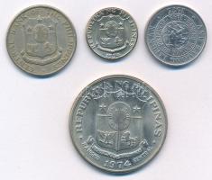 Fülöp-szigetek 1962. 25c Cu-Ni + 1974. 10c Cu-Ni + 1974. 1P Cu-Ni-Zn + 1975. 25c Cu-Ni T:AU-VF Phili...