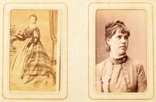 cca 1860-1880 Antik családi fotóalbum, sok 1860 körüli fotóval (!), összesen: 77 keményhátú fotóval,...