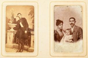 cca 1860-1880 Antik családi fotóalbum, sok 1860 körüli fotóval (!), összesen: 77 keményhátú fotóval,...