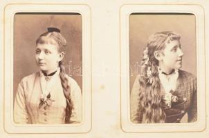 cca 1860-1880 Antik családi fotóalbum, sok 1860 körüli fotóval (!), összesen: 77 keményhátú fotóval,...