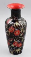 Zsolnay eozin és ökörvérmázas váza virág díszítéssel. Kézzel festett, jelzett, hibátlan 28 cm
