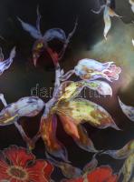 Zsolnay eozin és ökörvérmázas váza virág díszítéssel. Kézzel festett, jelzett, hibátlan 28 cm