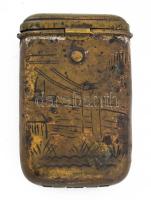 1945 A felrobbantott lánchidat ábrázoló réz cigaretta tárca 9x6 cm