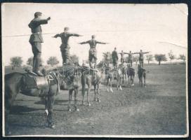 1933 Huszár kiképzés egyensúlyozás a nyeregben 2x3 cm Feliratozott