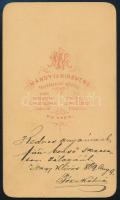 1869 Póka Kálmán (1846-1908) ügyvéd, későbbi nagykőrösi polgármester DEDIKÁLT portréfotója, "Ke...