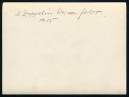 1915 Feliratozott és datált vintage fotó ezüst zselatinos fotópapíron, a Zeppelin Versec fölött, 7,5...
