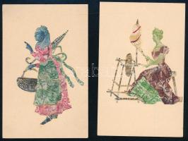 cca 1900 2 db régi bélyegekből készített királynékat ábrázoló kollázs, kartonon Viktória királynő 7x...