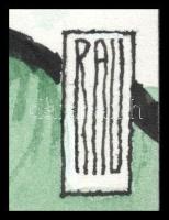 Rau Tibor (1934-2000): Turizmus '90 (karikatúra). Tus, akvarell, papír. Jelzett. Hátoldalán Lud...