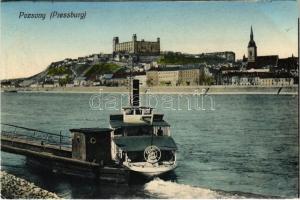 1914 Pozsony, Pressburg, Bratislava; vár, gőzhajó / castle, steamship (EK)