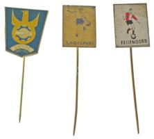 3xklf labdarúgó jelvény, benne: Debreceni Munkás Vasutas SC (DMVSC, a mai DVSC), Feyenoord, Tottenham Hotspur T:XF,VF