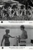 cca 1967 ,,Macskákat nem veszünk fel" című csehszlovák film jelenetei és szereplői, 27 db vintage produkciós filmfotó, ezüst zselatinos fotópapíron, a használatból eredő (esetleges) kisebb hibákkal, 18x24 cm