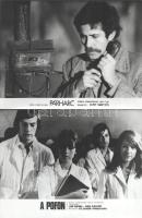 cca 1988 előtt készült filmekből egy-egy jelenet, 23 db vintage produkciós filmfotó, ezüst zselatinos fotópapíron, a használatból eredő (esetleges) kisebb hibákkal, 18x24 cm