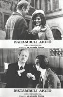 cca ,,Isztambuli akció" című csehszlovák film jelenetei és szereplői, 10 db vintage produkciós filmfotó ezüst zselatinos fotópapíron, a használatból eredő (esetleges) kisebb hibákkal, 18x24 cm