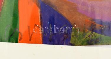 Csepeli Németh Miklós (1934-2012): Színek, 1990-es évek. Tempera, papír, jelezve középen lent. Paszp...