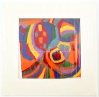 Csepeli Németh Miklós (1934-2012): Színek, 1990-es évek. Tempera, papír, jelezve középen lent. Paszp...