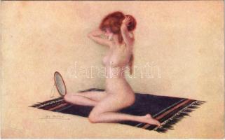 Erotic nude lady art postcard / Le Nu habillé. Marque L.-E. Paris Série 95. No. 4. s: Léo Fontan (EB)
