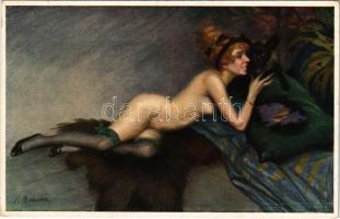 Erotic nude lady art postcard / La Femme. No. 1223. s: S. Bender (EK)
