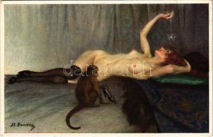 Erotic nude lady art postcard / La Femme. No. 1220. s: S. Bender