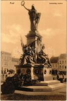 Arad, Szabadság szobor, Schwarz Testvérek üzlete. Weisz Leó kiadása / monument, shops (EK)