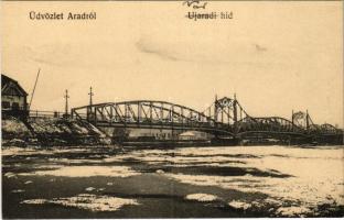 Arad, Új-Aradi híd télen, vámház. Pichler Sándor kiadása / bridge in winter, customs office (EK)