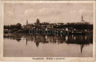 1928 Dunaföldvár, kilátás a strandról. Somló Manó kiadása (fl)
