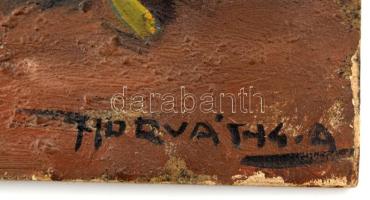 Horváth G. Andor (1876-1966): Kukoricahámozó. Olaj, karton, jelezve jobbra lent. 25×34 cm