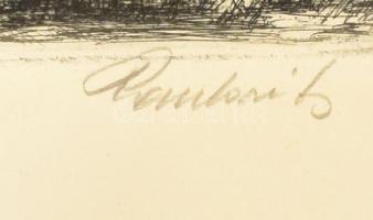 Paulovits Pál (1892-1975): Öböl Akarattyán (Balatonakarattya). Rézkarc, papír, jelzett, 19×29 cm