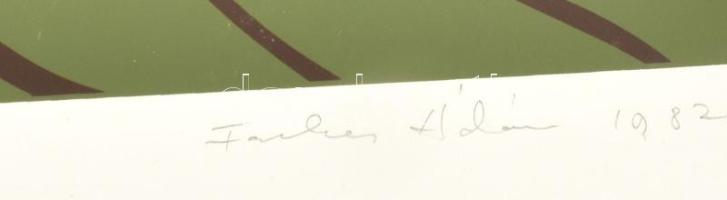 Farkas Ádám (1944-): Csendes dombok, 1982. Szitanyomat, papír, jelzett, számozott (5/40). Kartonra k...