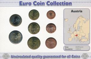 Ausztria 2006-2012. 1c-2E (8xklf) forgalmi összeállítás "The Euro Coins of Austria" karton...