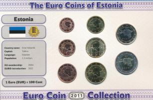 Észtország 2011. 1c-2E (8xklf) forgalmi összeállítás "The Euro Coins of Estonia" karton díszlapon T:AU Estonia 2011. 1 Cent - 2 Euro (8xdiff) coin set in "The Euro Coins of Estonia" cardboard display sheet C:AU