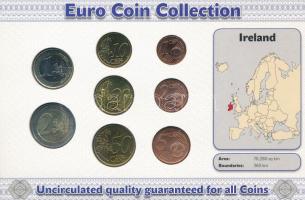 Írország 2004-2008. 1c-2E (8xklf) forgalmi összeállítás "The Euro Coins of Ireland" karton...