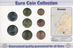 Görögország 2002-2010. 1c-2E (8xklf) forgalmi összeállítás "The Euro Coins of Greece" kart...