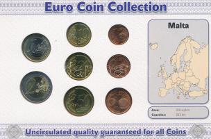 Málta 2008. 1c-2E (8xklf) forgalmi összeállítás "The Euro Coins of Malta" karton díszlapon...